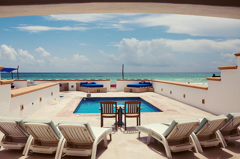 Puerto Morelos |Secret Beach Villas| Shell Villa | view of Pool, Tanning Beds and Caribbean Ocean